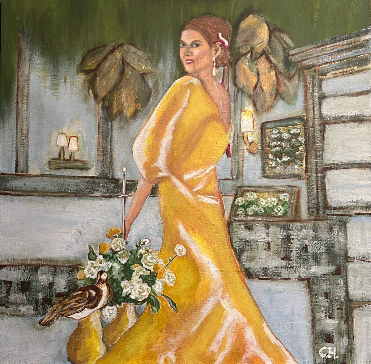 Narrative artwork exploring female friendships, belonging, and emotional connection through colorful figurative painting.